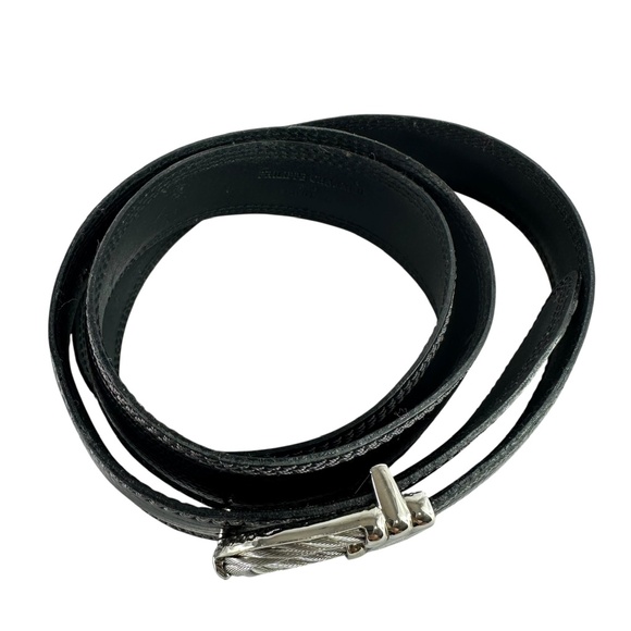 Genuine PHILIPPE CHARRIOL Black Leather Men Bletr Pebbled Made In France 42 - Picture 7 of 13